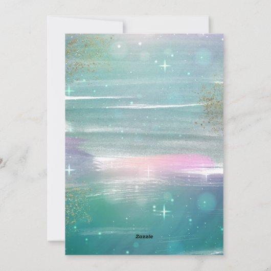 星空の夜の愛の光と喜び3フォトグリーン シーズンカード (裏面)