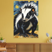 星空の夜の愛らしいスカンク キャンバスプリント (インサイチュ (リビング))