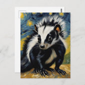 星空の夜の愛らしいスカンク ポストカード (正面/裏面)