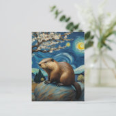 星空の夜の春葉書 ポストカード (スタンド正面)