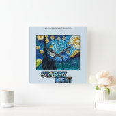 星空の夜の時計 スクエア壁時計 (ホーム)