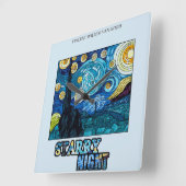 星空の夜の時計 スクエア壁時計 (傾斜)