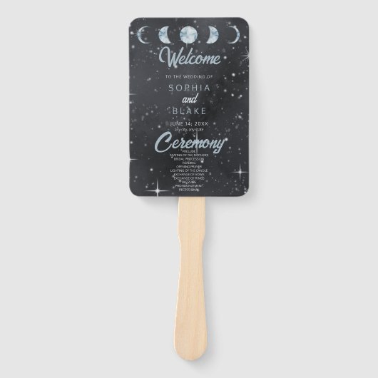 星空の夜の月のフェイズシテリア結婚式 プログラム ハンドファン (正面)
