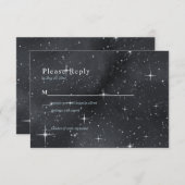 星空の夜の月のフェイズシテリアRSVPカード 出欠カード (正面/裏面)