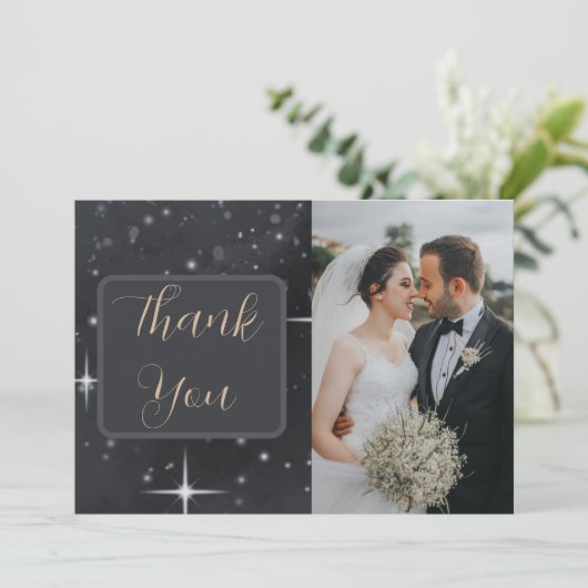 星空の夜の月の位相の天体写真 サンキューカード (スタンド正面)