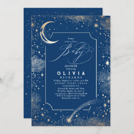 星空の夜の月の神秘的な天の赤ちゃんシャワー 招待状