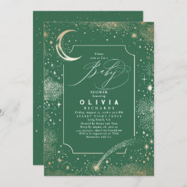 星空の夜の月の神秘的な天の赤ちゃんシャワー 招待状