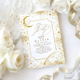 星空の夜の月の神秘的な天の赤ちゃんシャワー 招待状