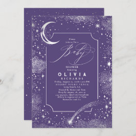 星空の夜の月の神秘的な天の赤ちゃんシャワー 招待状