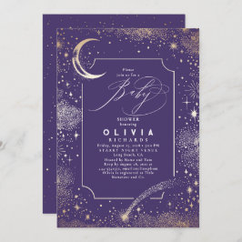 星空の夜の月の神秘的な天の赤ちゃんシャワー 招待状