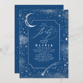 星空の夜の月の神秘的な天の赤ちゃんシャワー 招待状