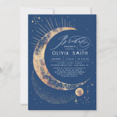 星空の夜の月の神秘的な天体ブライダルシャワー 招待状 (正面)