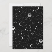 星空の夜の月の神秘的な天体ブライダルシャワー 招待状 (裏面)