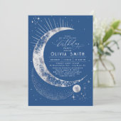 星空の夜の月の神秘的な天体誕生日 招待状 (スタンド正面)