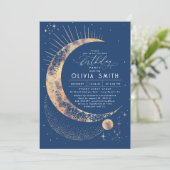 星空の夜の月の神秘的な天体誕生日 招待状 (スタンド正面)