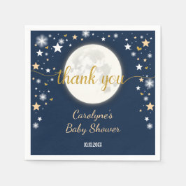 星空の夜の月&星/銀河系キラキラ スタンダードカクテルナプキン