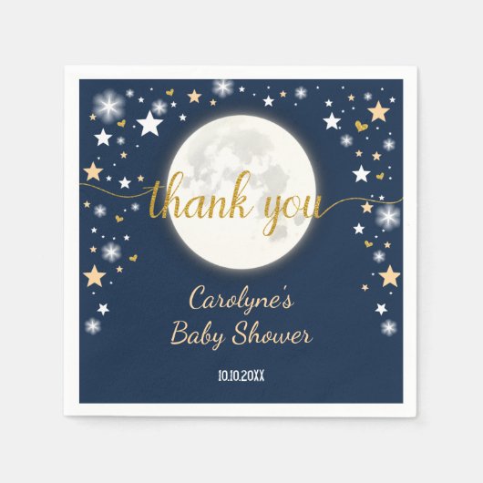 星空の夜の月&星/銀河系キラキラ スタンダードカクテルナプキン (正面)