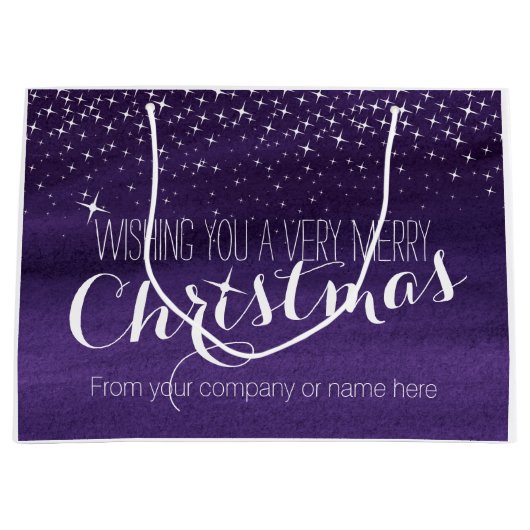 星空の夜の水色クリスマスの大きな抱き枕 ラージペーパーバッグ (正面)