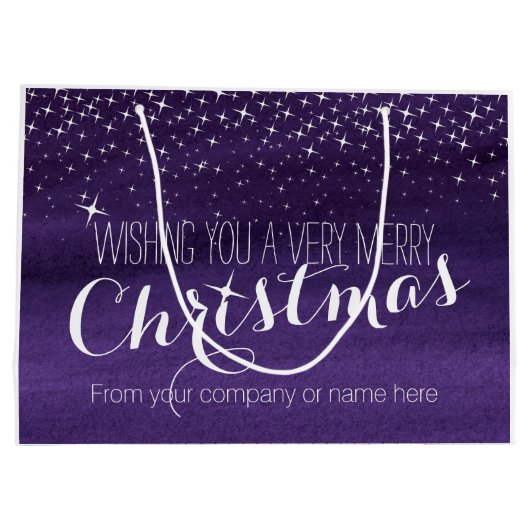 星空の夜の水色クリスマスの大きな抱き枕 ラージペーパーバッグ (裏面)