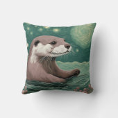 星空の夜の海セージとバラ色 クッション (裏面)