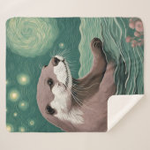 星空の夜の海セージとバラ色 シェルパブランケット (正面(横))