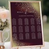 星空の夜の深いクリムゾン結婚シーティングチャート ポスター