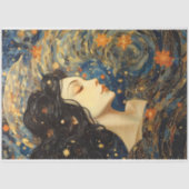 星空の夜の渦巻き風アールヌーボーガールデコパージュ 薄葉紙 (正面)