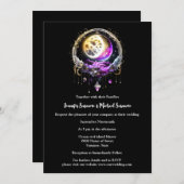 星空の夜の満月の星3D天のシック 招待状 (正面/裏面)