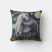 星空の夜の灰色の馬 クッション (正面)