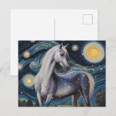 星空の夜の灰色の馬 ポストカード (正面/裏面)