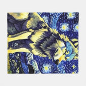 星空の夜の狼 フリースブランケット (正面(横))