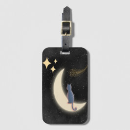 星空の夜の猫と三日月 ラゲッジタグ
