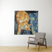 星空の夜の猫 タペストリー (インサイチュ(横))