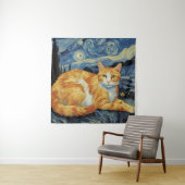 星空の夜の猫 タペストリー (インサイチュ)