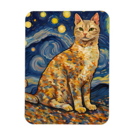 星空の夜の猫 マグネット