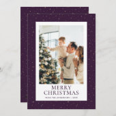 星空の夜の紫色の写真メリークリスマス シーズンカード (正面/裏面)