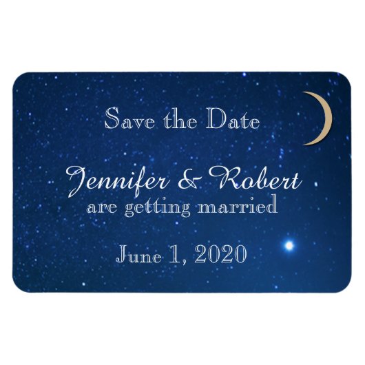 星空の夜の結婚式の日付を保存 マグネット (横)
