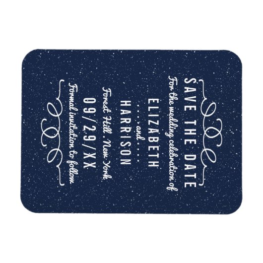 星空の夜の結婚式は日付を除く マグネット (横)