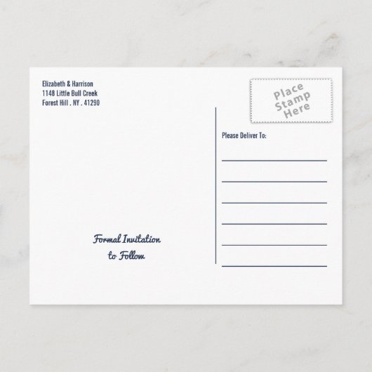 星空の夜の結婚式は日付を除く 案内ポストカード (裏面)