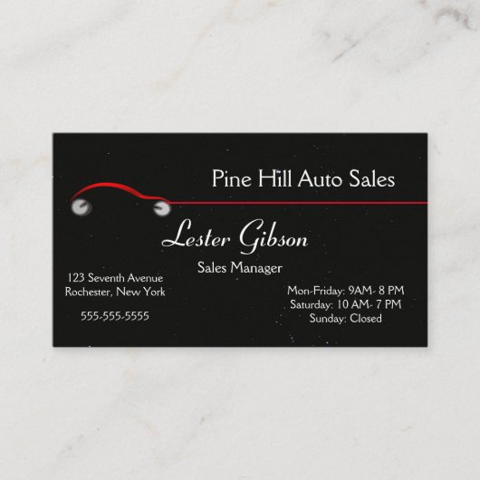 星空の夜の背景に対する編集可能な赤い車 名刺 (正面)