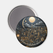 星空の夜の街並み1の3ラウンド マグネット (正面/裏面)