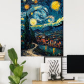 星空の夜の表現者はっきりした- コンテンポラリー ポスター (ホームオフィス)