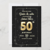 星空の夜の誕生日招待状、50歳の誕生日 招待状 (正面)