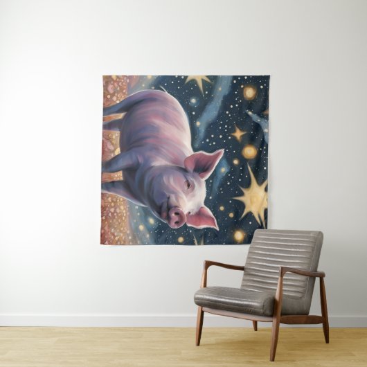 星空の夜の豚 タペストリー (インサイチュ(横))
