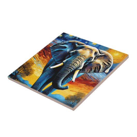 星空の夜の象 タイル (側面)