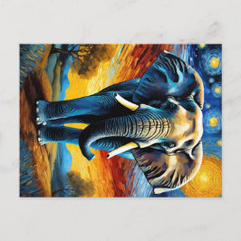 星空の夜の象 ポストカード