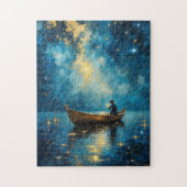 星空の夜の魚釣りボート ジグソーパズル (縦)