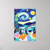 星空の夜の鮮やかなフォヴィストのビジョン キャンバスプリント (正面)
