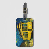 星空の夜の黄色い路面電車 – ブダペスト ラゲッジタグ (正面縦)