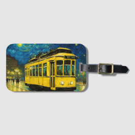 星空の夜の黄色い路面電車 – ブダペスト ラゲッジタグ